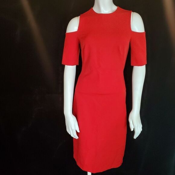Zara Woman Red Cold Shoulder Dress (XS) - Picture 5 of 8